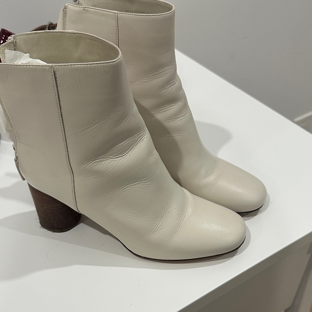 Sandro Cream Heeled Boots